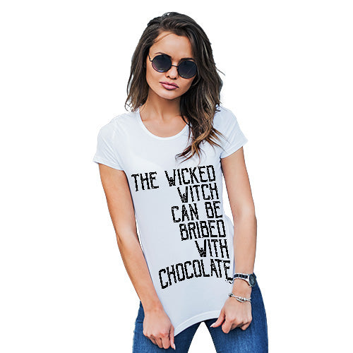 Novelty Tshirts Women The Wicked Witch Can Be Bribed Women's T-Shirt Small White