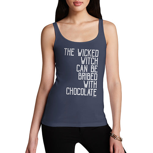 Funny Tank Top For Women Sarcasm The Wicked Witch Can Be Bribed Women's Tank Top Large Navy