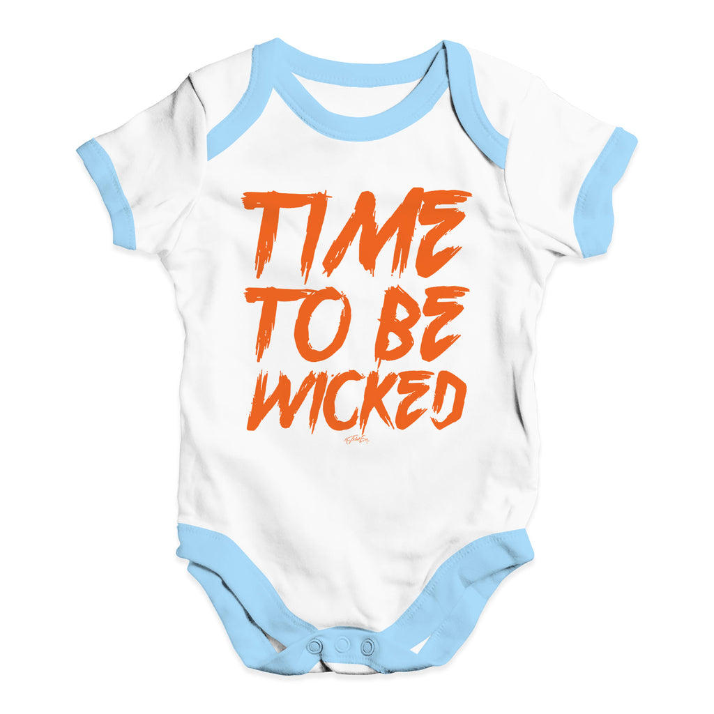 Bodysuit Baby Romper Time To Be Wicked Baby Unisex Baby Grow Bodysuit 0 - 3 Months White Blue Trim