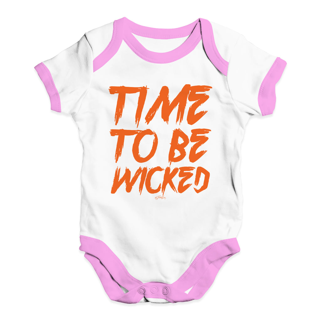 Baby Onesies Time To Be Wicked Baby Unisex Baby Grow Bodysuit 3 - 6 Months White Pink Trim