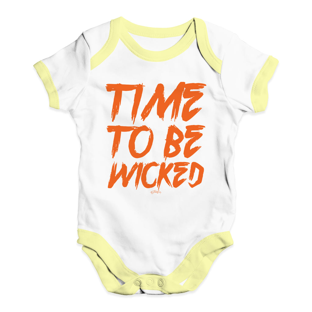 Cute Infant Bodysuit Time To Be Wicked Baby Unisex Baby Grow Bodysuit 6 - 12 Months White Yellow Trim