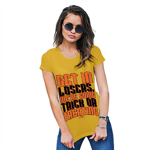 Womens Humor Novelty Graphic Funny T Shirt We're Going Trick Or Treating Women's T-Shirt X-Large Yellow