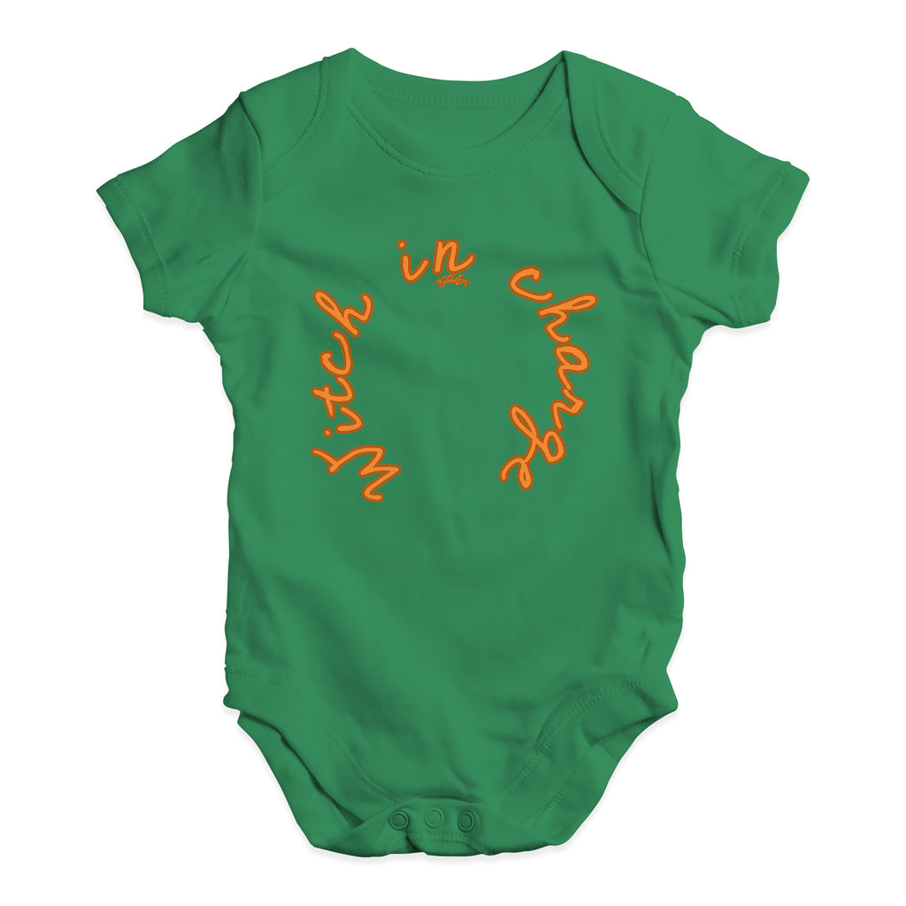 Funny Baby Clothes Witch In Charge Baby Unisex Baby Grow Bodysuit 0 - 3 Months Green