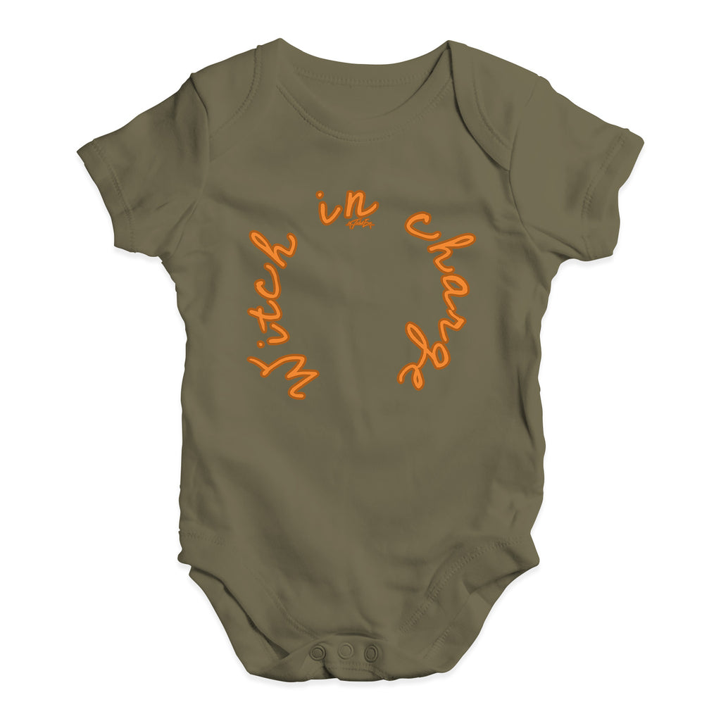 Funny Infant Baby Bodysuit Witch In Charge Baby Unisex Baby Grow Bodysuit 6 - 12 Months Khaki