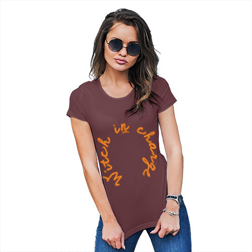 Womens T-Shirt Funny Geek Nerd Hilarious Joke Witch In Charge Women's T-Shirt Small Burgundy