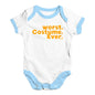 Babygrow Baby Romper Worst. Costume. Ever. Baby Unisex Baby Grow Bodysuit 6 - 12 Months White Blue Trim