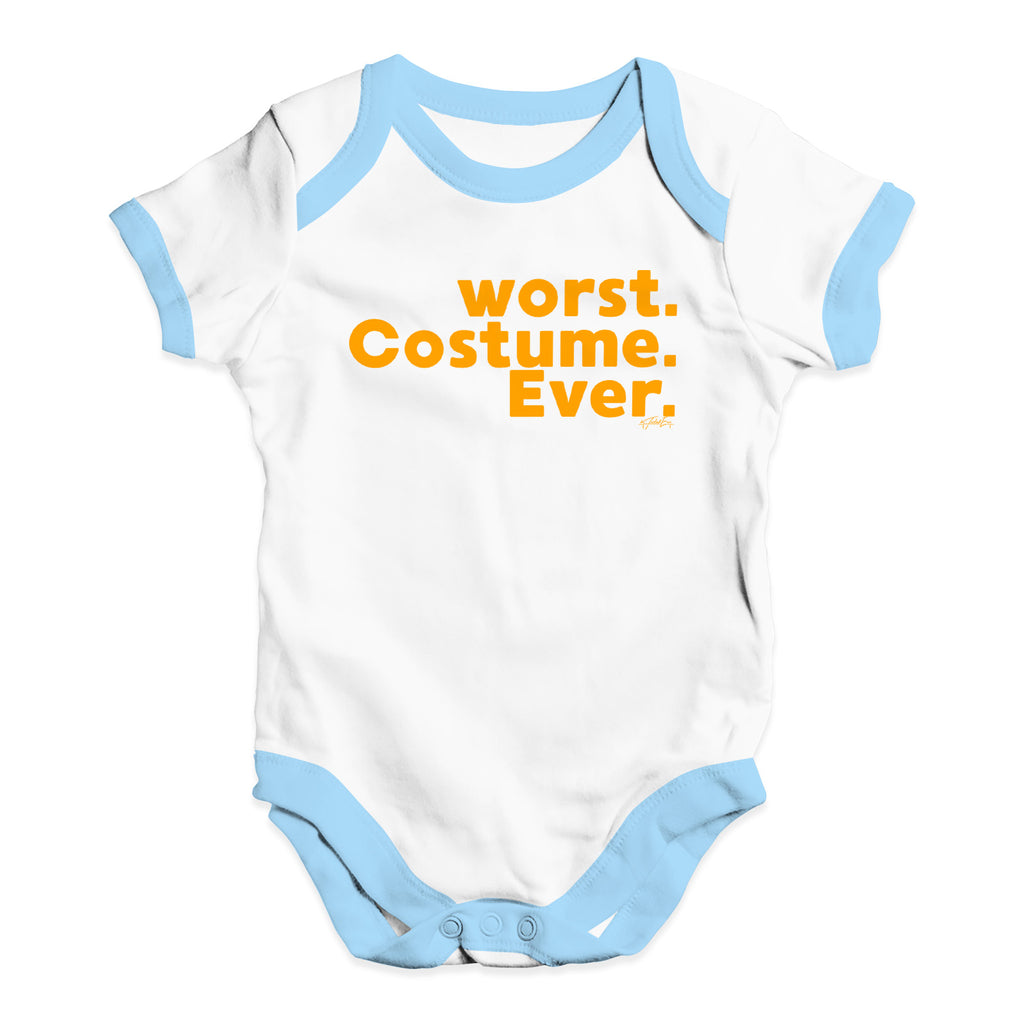 Babygrow Baby Romper Worst. Costume. Ever. Baby Unisex Baby Grow Bodysuit 6 - 12 Months White Blue Trim