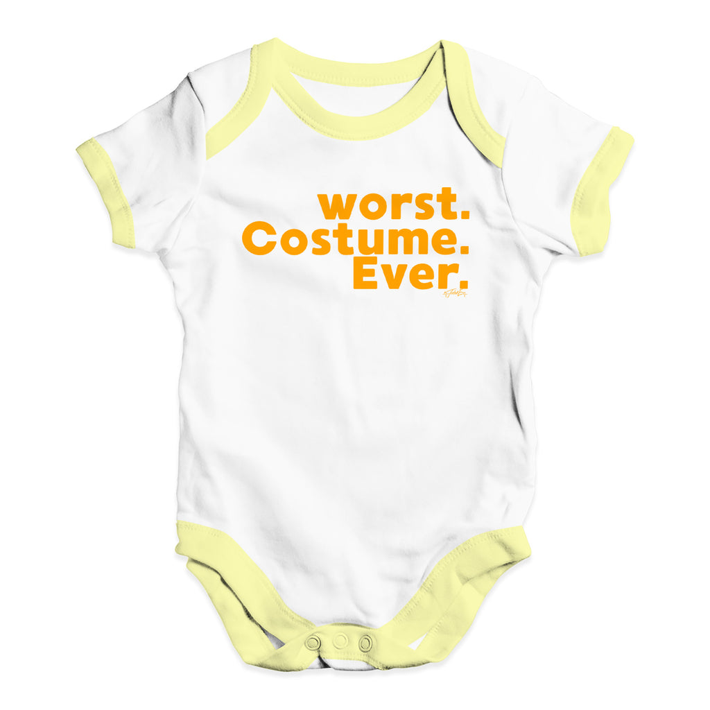 Baby Grow Baby Romper Worst. Costume. Ever. Baby Unisex Baby Grow Bodysuit 18 - 24 Months White Yellow Trim