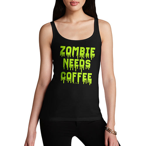 Funny Tank Tops For Women Zombie Needs Coffee Women's Tank Top Large Black