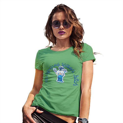 Novelty Tshirts Women It's Aquarius Season B#tch Women's T-Shirt Large Green