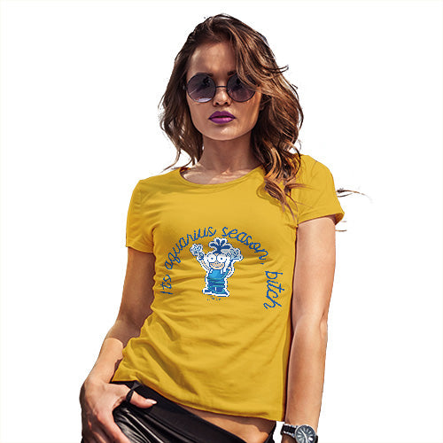 Womens Funny T Shirts It's Aquarius Season B#tch Women's T-Shirt Small Yellow