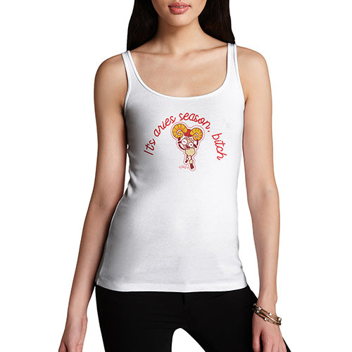 Womens Novelty Tank Top Christmas It's Aries Season B#tch Women's Tank Top Large White