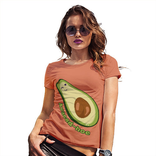 Womens T-Shirt Funny Geek Nerd Hilarious Joke Avacad-hoe Women's T-Shirt Small Orange