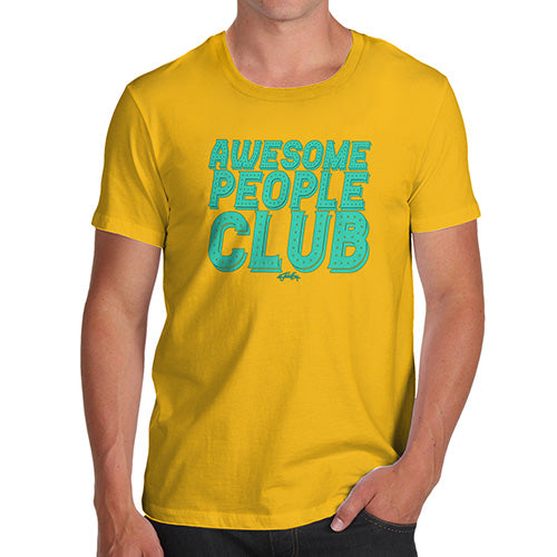 Mens Novelty T Shirt Christmas Awesome People Club Men's T-Shirt Large Yellow