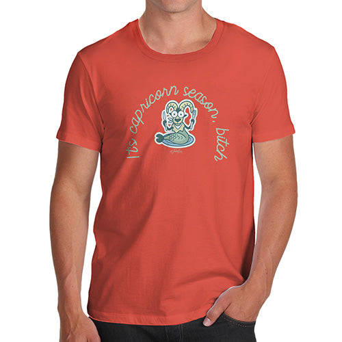 Funny T-Shirts For Guys It's Capricorn Season B#tch Men's T-Shirt Large Orange