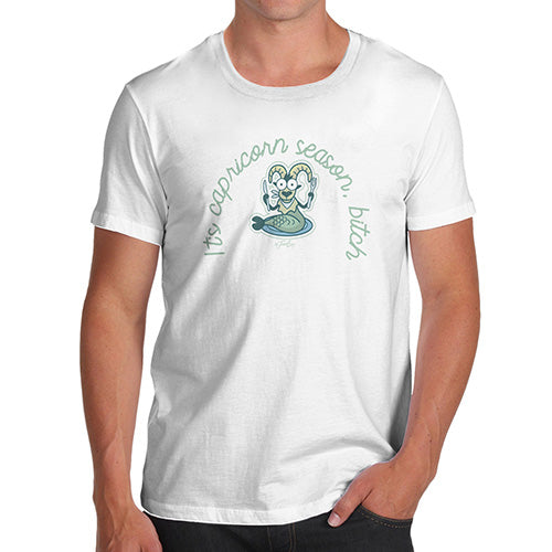 Funny T-Shirts For Men Sarcasm It's Capricorn Season B#tch Men's T-Shirt Medium White
