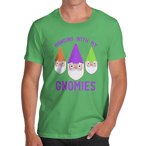 Funny T Shirts For Dad Hanging With My Gnomies Men's T-Shirt Medium Green