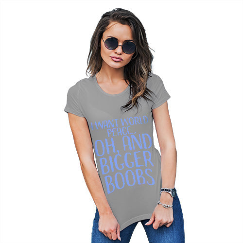 Funny Tshirts For Women I Want World Peace Women's T-Shirt Large Light Grey