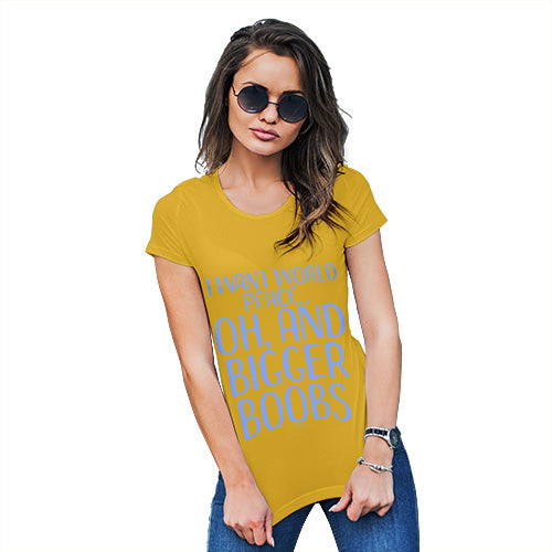 Funny T-Shirts For Women I Want World Peace Women's T-Shirt X-Large Yellow