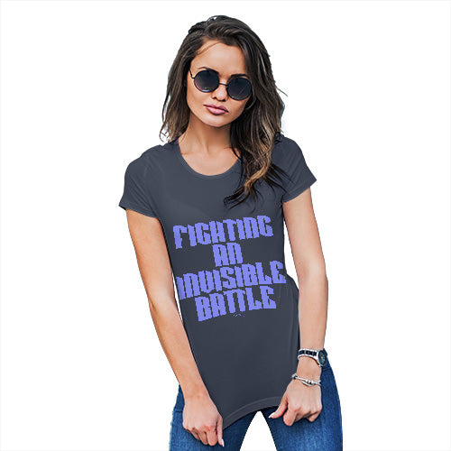Funny Gifts For Women Fighting An Invisible Battle Women's T-Shirt X-Large Navy