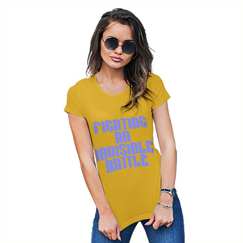 Funny T Shirts For Mom Fighting An Invisible Battle Women's T-Shirt Small Yellow