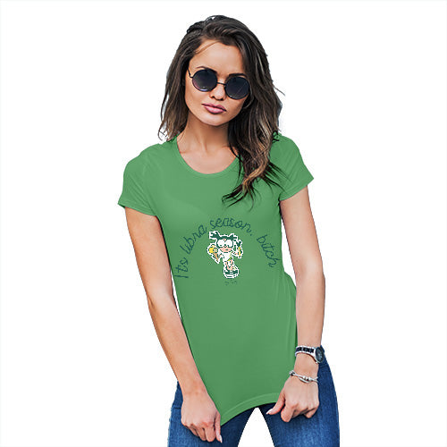 Womens Novelty T Shirt Christmas It's Libra Season B#tch Women's T-Shirt Large Green