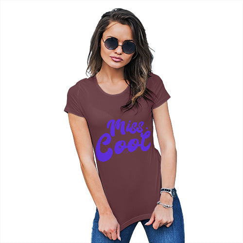 Womens Novelty T Shirt Christmas Miss Cool Women's T-Shirt X-Large Burgundy