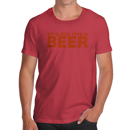 Funny T Shirts For Dad My Blood Type Is Beer Men's T-Shirt Medium Red