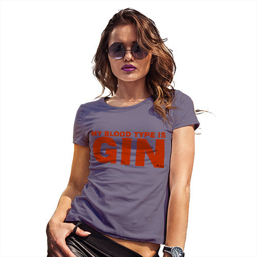 Funny T Shirts For Mom My Blood Type Is Gin Women's T-Shirt Large Plum
