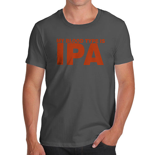 Funny Gifts For Men My Blood Type Is IPA Men's T-Shirt Large Dark Grey