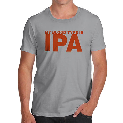 Mens Humor Novelty Graphic Sarcasm Funny T Shirt My Blood Type Is IPA Men's T-Shirt Large Light Grey