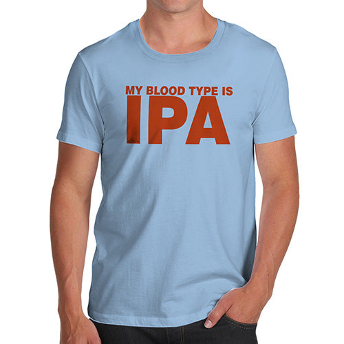 Funny Tee Shirts For Men My Blood Type Is IPA Men's T-Shirt Small Sky Blue