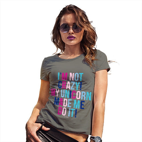 Funny T-Shirts For Women My Unicorn Made Me Do It Women's T-Shirt Small Khaki