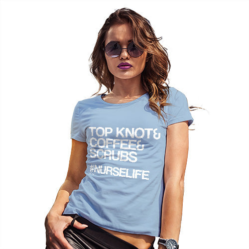 Womens Humor Novelty Graphic Funny T Shirt Hashtag Nurse Life Women's T-Shirt Medium Sky Blue
