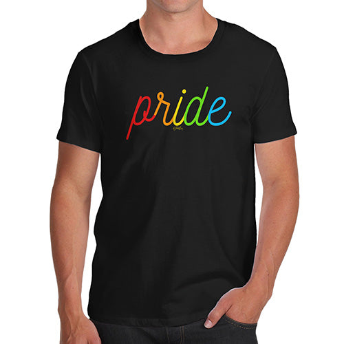 Novelty T Shirts For Dad Pride Rainbow Letters Men's T-Shirt Large Black