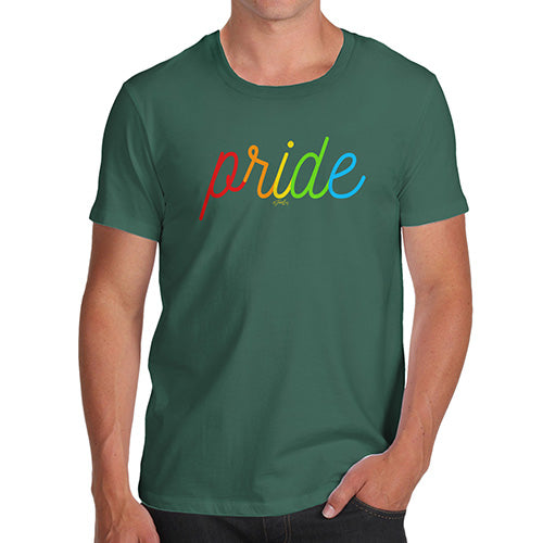 Novelty T Shirts For Dad Pride Rainbow Letters Men's T-Shirt Small Bottle Green