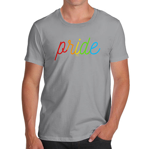 Funny Mens Tshirts Pride Rainbow Letters Men's T-Shirt Medium Light Grey