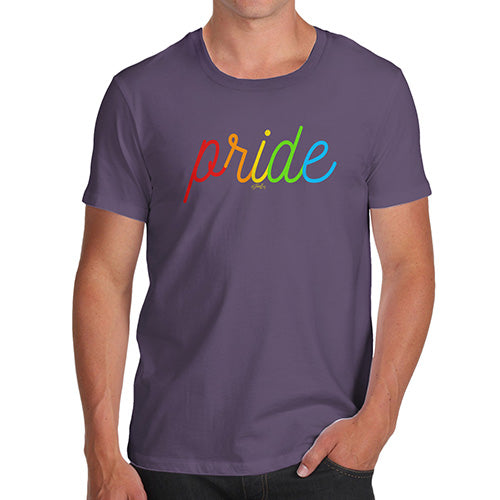Mens Novelty T Shirt Christmas Pride Rainbow Letters Men's T-Shirt Large Plum