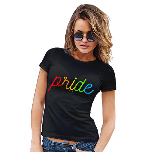 Womens Humor Novelty Graphic Funny T Shirt Pride Rainbow Letters Women's T-Shirt X-Large Black