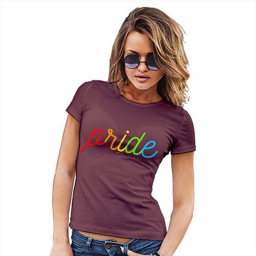 Funny T Shirts For Mom Pride Rainbow Letters Women's T-Shirt Large Burgundy