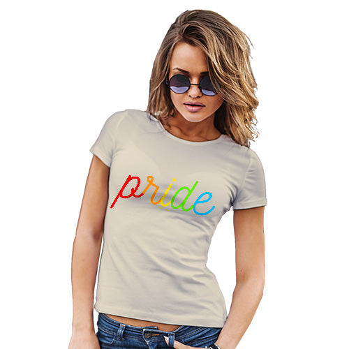 Womens Humor Novelty Graphic Funny T Shirt Pride Rainbow Letters Women's T-Shirt Large Natural