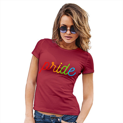 Novelty Tshirts Women Pride Rainbow Letters Women's T-Shirt Small Red