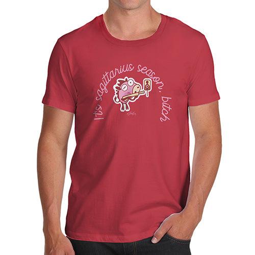 Funny T-Shirts For Men It's Sagittarius Season B#tch Men's T-Shirt Small Red