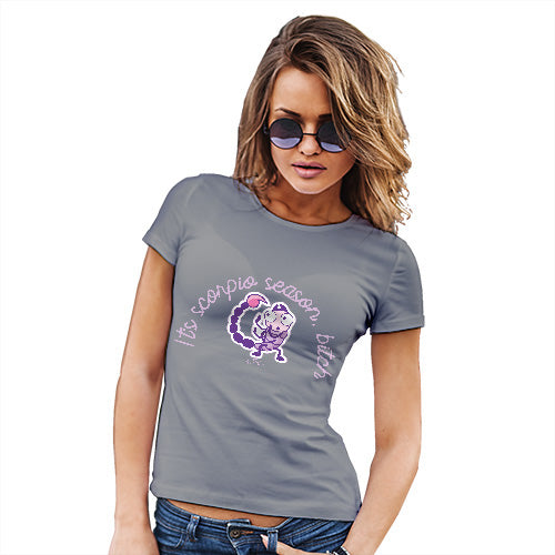 Womens Novelty T Shirt It's Scorpio Season B#tch Women's T-Shirt X-Large Light Grey