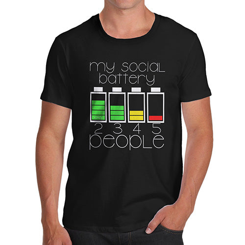 Funny Mens Tshirts My Social Battery Men's T-Shirt X-Large Black