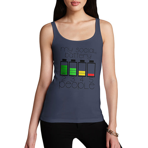 Womens Funny Tank Top My Social Battery Women's Tank Top Medium Navy