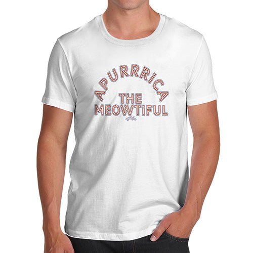 Funny T Shirts For Men Apurrica The Meowtiful Men's T-Shirt Medium White