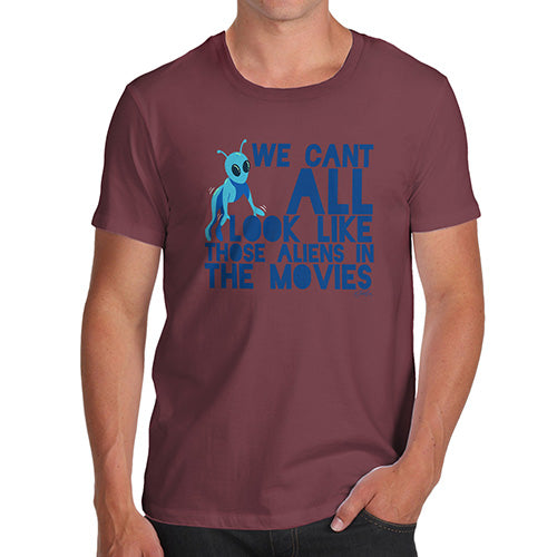 Funny Tee For Men Aliens In The Movies Men's T-Shirt Large Burgundy
