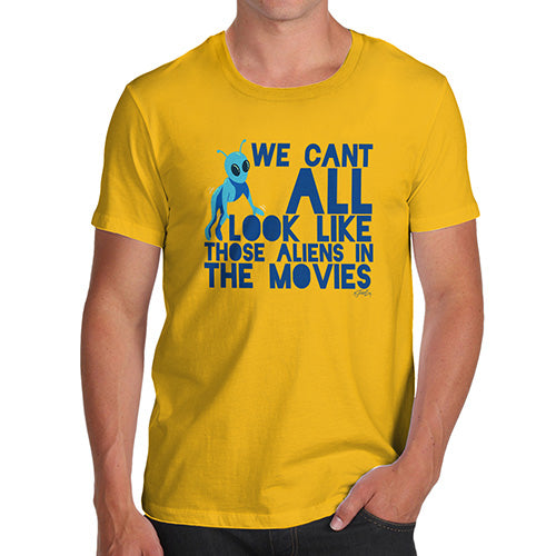 Funny T Shirts For Men Aliens In The Movies Men's T-Shirt Medium Yellow