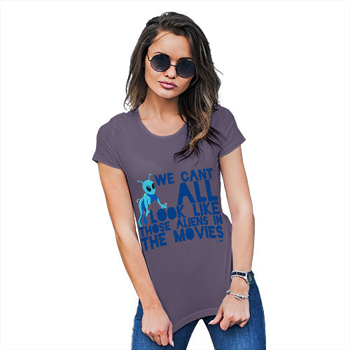 Womens Funny T Shirts Aliens In The Movies Women's T-Shirt Medium Plum